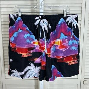 NWT REISS Paul Palm Tree Print Swim Trunks Board Shorts XL